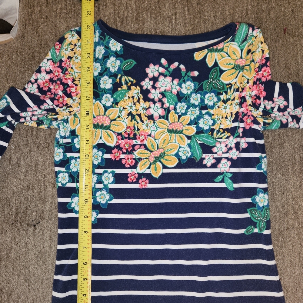 Talbots Navy Floral Stripe Blouse - Picture 4 of 7